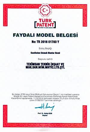 Pina Kendinden Sıkmalı Mantar Nozul Faydalı Model Tescil