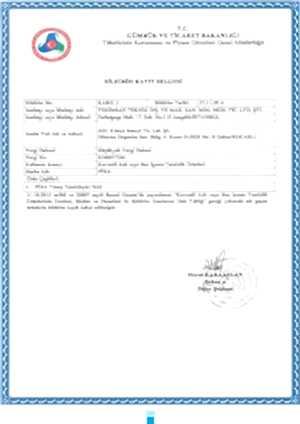 Bildirim Kayıt Belgesi 